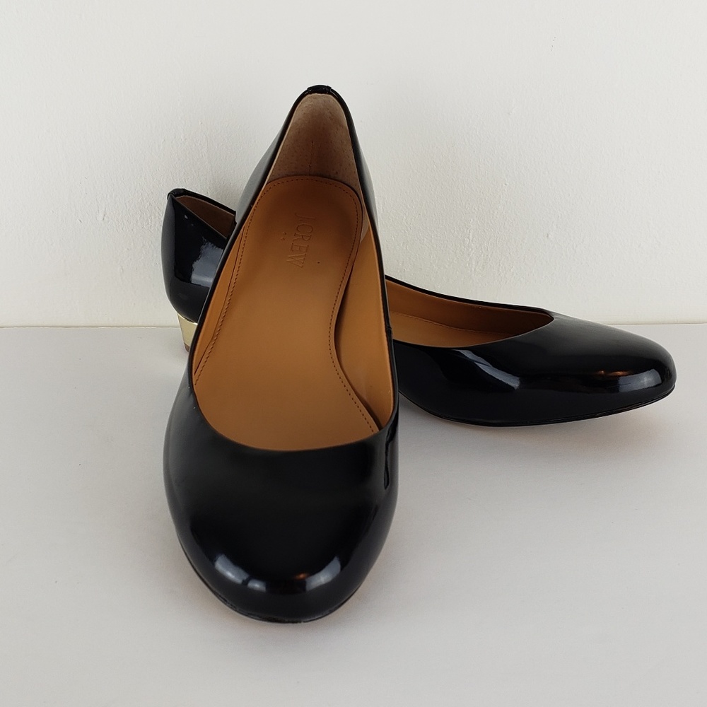 J. Crew Lily metallic-heel Patent Ballet Flats 7.5